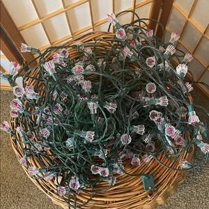 Vintage 70’s Pink Tulip Flower String Lights X3